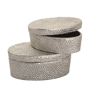 Atlas Oval Pebble Box - Elegant Antique Nickel Storage Solution for Jewelry, Keys, and Decor Accents Small Nickel AC11521-01
