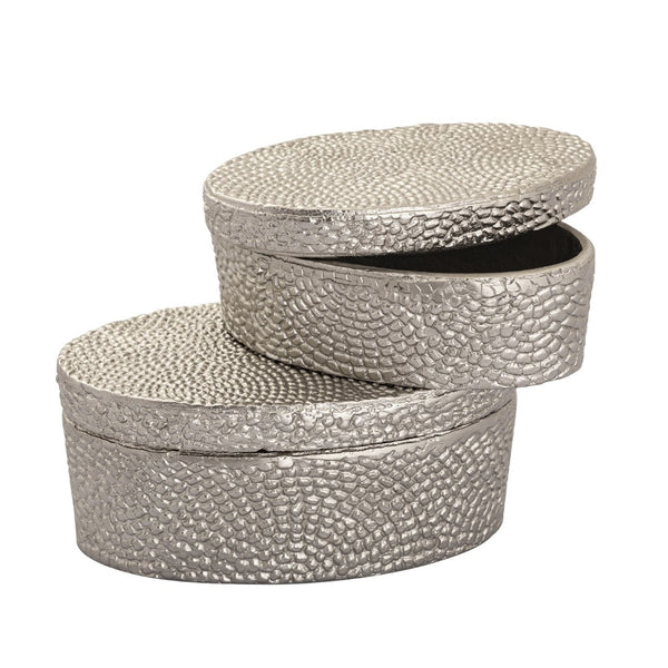 Atlas Oval Pebble Box - Elegant Antique Nickel Storage Solution for Jewelry, Keys, and Decor Accents Small Nickel AC11521-01