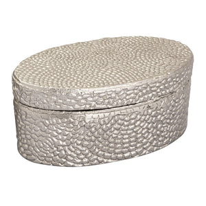 Atlas Oval Pebble Box - Elegant Antique Nickel Storage Solution for Jewelry, Keys, and Decor Accents Large Nickel AC11521-02