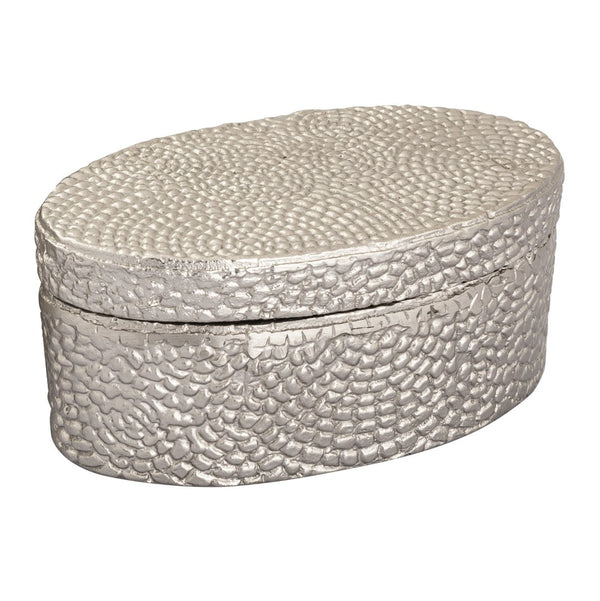 Atlas Oval Pebble Box - Elegant Antique Nickel Storage Solution for Jewelry, Keys, and Decor Accents Large Nickel AC11521-02
