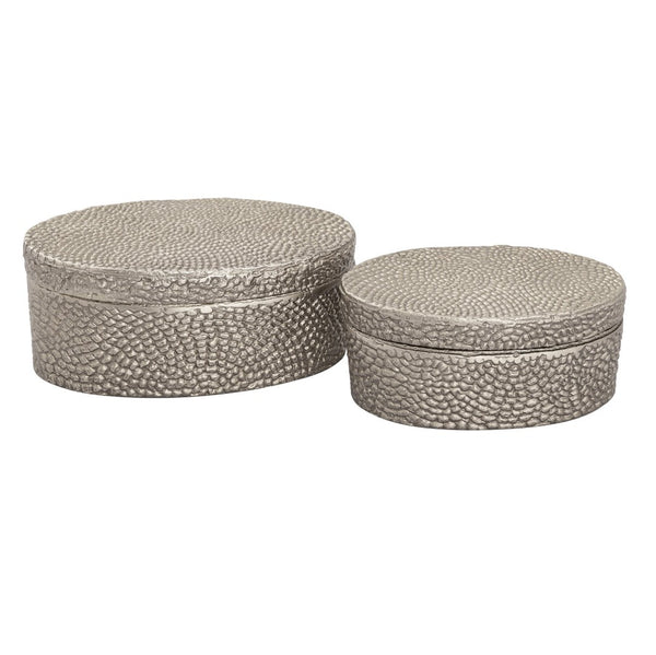 Atlas Oval Pebble Box - Elegant Antique Nickel Storage Solution for Jewelry, Keys, and Decor Accents Large Nickel AC11521-02