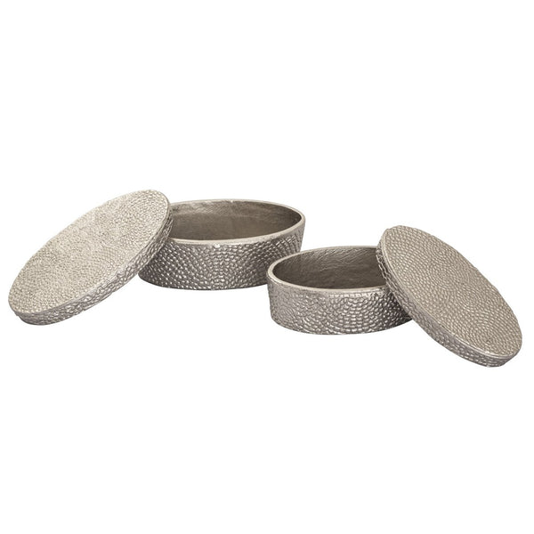 Atlas Oval Pebble Box - Elegant Antique Nickel Storage Solution for Jewelry, Keys, and Decor Accents Large Nickel AC11521-02
