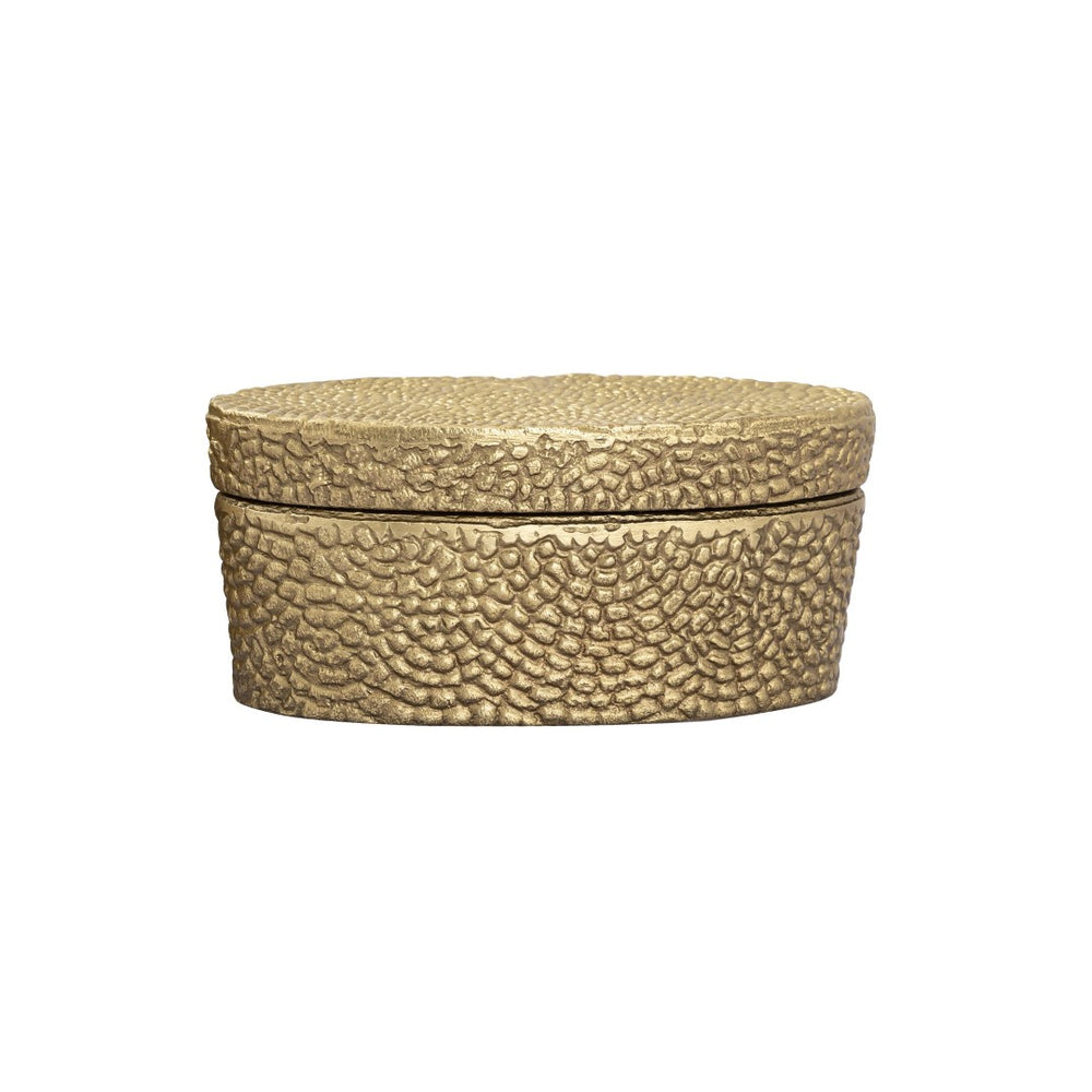 Atlas Oval Pebble Box - Small Antique Brass Storage Solution for Keepsakes, Jewelry, and Decor AC11521-03