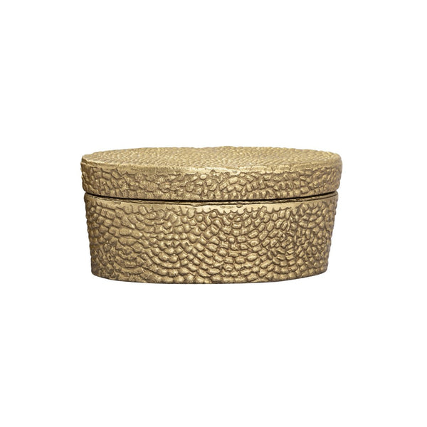 Atlas Oval Pebble Box - Small Antique Brass Storage Solution for Keepsakes, Jewelry, and Decor AC11521-03