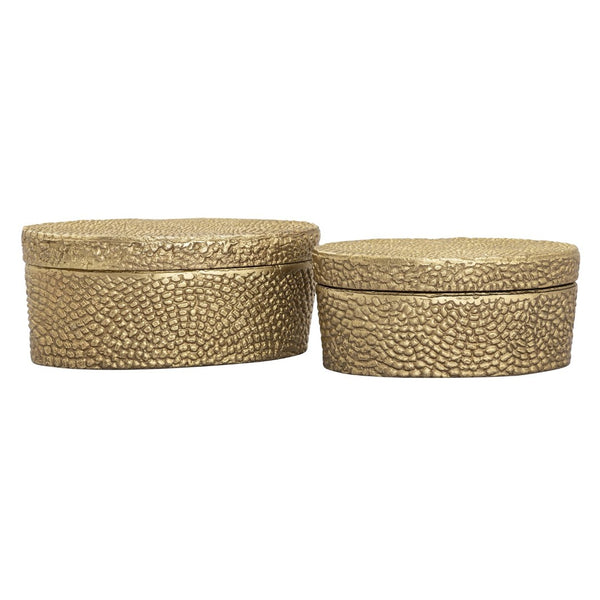 Atlas Oval Pebble Box - Small Antique Brass Storage Solution for Keepsakes, Jewelry, and Decor AC11521-03