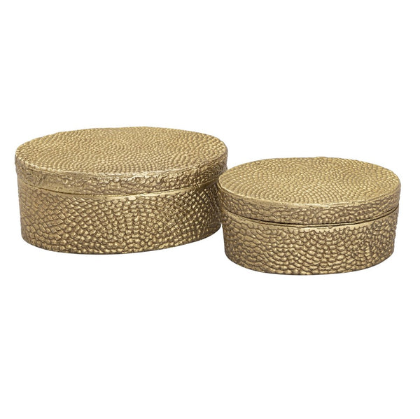 Atlas Oval Pebble Box - Small Antique Brass Storage Solution for Keepsakes, Jewelry, and Decor AC11521-03