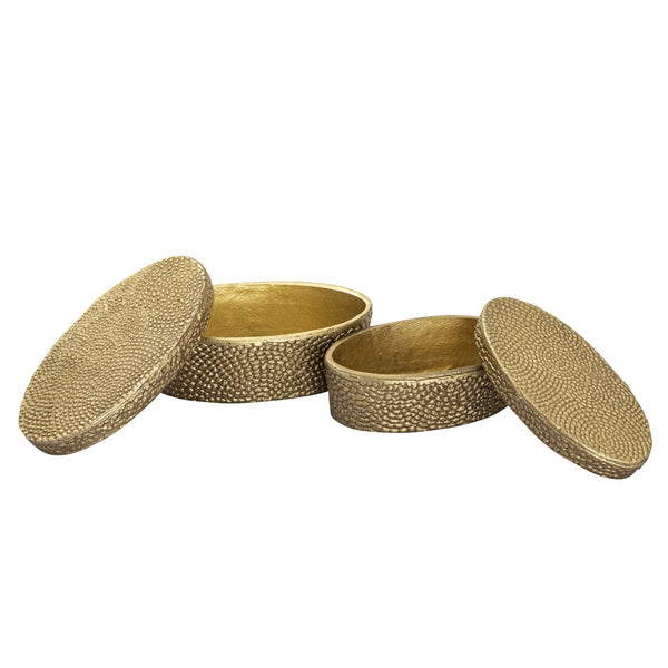Atlas Oval Pebble Box - Small Antique Brass Storage Solution for Keepsakes, Jewelry, and Decor AC11521-03