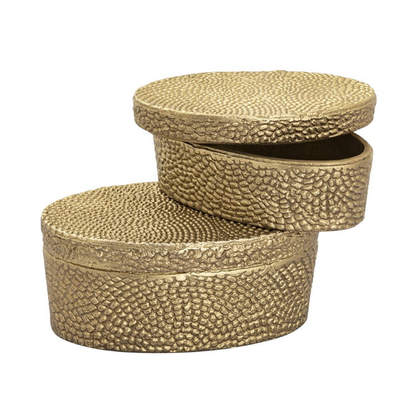 Atlas Oval Pebble Box - Small Antique Brass Storage Solution for Keepsakes, Jewelry, and Decor AC11521-03