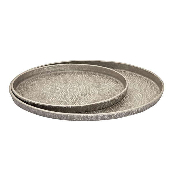Atlas Oval Pebble Tray Set of 2 - Elegant Antique Nickel Nesting Trays for Home Decor & Organization AC11522-01S