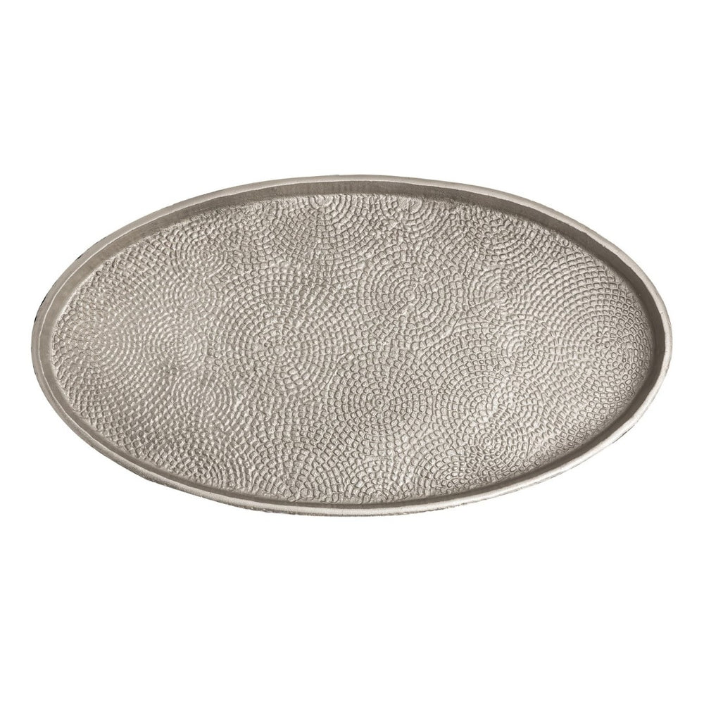 Atlas Oval Pebble Tray Set of 2 - Elegant Antique Nickel Nesting Trays for Home Decor & Organization AC11522-01S