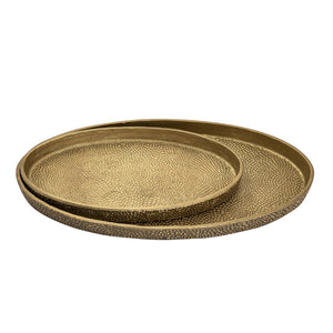 Atlas Oval Pebble Tray Set of 2 - Elegant Brass Nesting Trays for Stylish Organization & Décor AC11522-02S