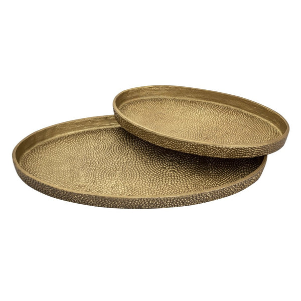 Atlas Oval Pebble Tray Set of 2 - Elegant Brass Nesting Trays for Stylish Organization & Décor AC11522-02S