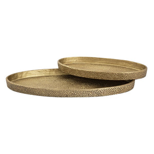 Atlas Oval Pebble Tray Set of 2 - Elegant Brass Nesting Trays for Stylish Organization & Décor AC11522-02S