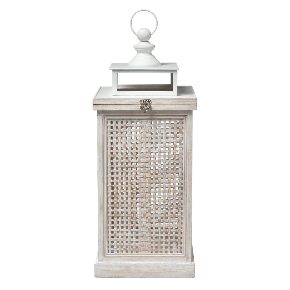 Atlas Paley Lantern Set of 2 - Weathered White Rustic Charm for Home Décor and Ambient Lighting AC11523-01S