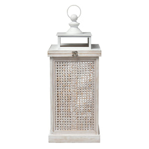 Atlas Paley Lantern Set of 2 - Weathered White Rustic Charm for Home Décor and Ambient Lighting AC11523-01S