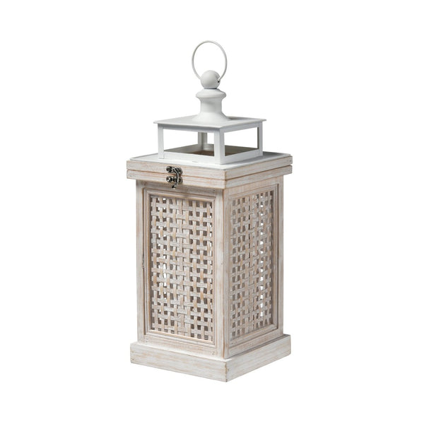 Atlas Paley Lantern Set of 2 - Weathered White Rustic Charm for Home Décor and Ambient Lighting AC11523-01S