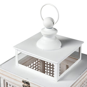 Atlas Paley Lantern Set of 2 - Weathered White Rustic Charm for Home Décor and Ambient Lighting AC11523-01S