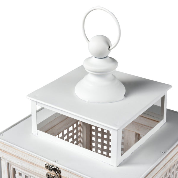Atlas Paley Lantern Set of 2 - Weathered White Rustic Charm for Home Décor and Ambient Lighting AC11523-01S