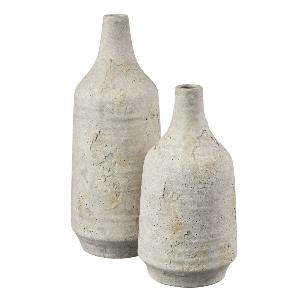 Atlas Pantheon Bottle - Timeless Vintage-Style Bud Vase for Elegant Home Decor & Floral Arrangements Large Aged White AC11524-02