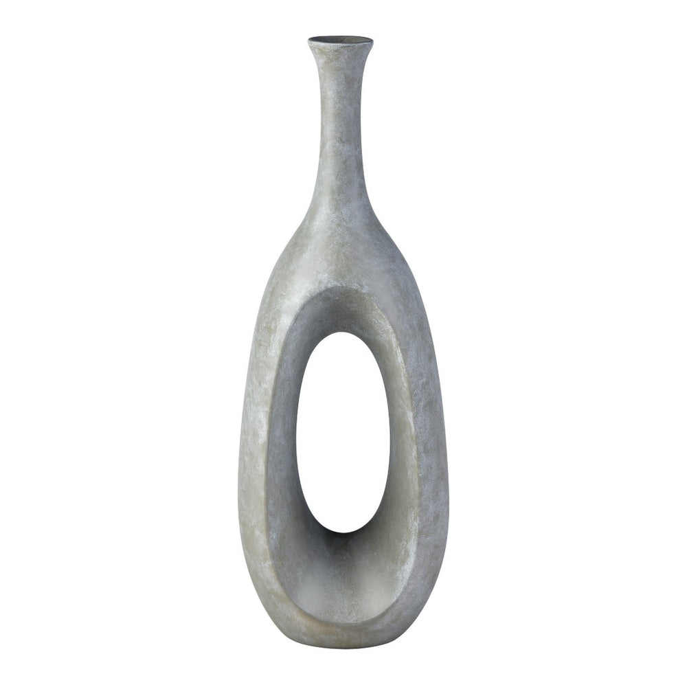 Atlas Parga Decorative Bottle - Oversized Sculptural Accent with Textured Faux Concrete Finish for Indoors Extra Large Gray AC11527-01