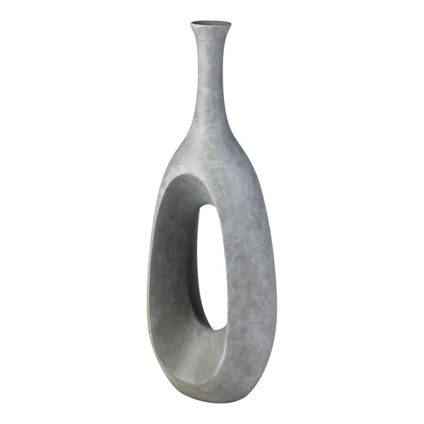 Atlas Parga Decorative Bottle - Oversized Sculptural Accent with Textured Faux Concrete Finish for Indoors Extra Large Gray AC11527-01