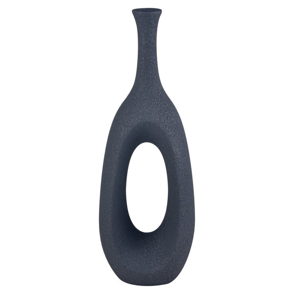Atlas Parga Decorative Bottle - Oversized Sculptural Accent with Textured Faux Concrete Finish for Indoors Extra Large Black AC11527-02