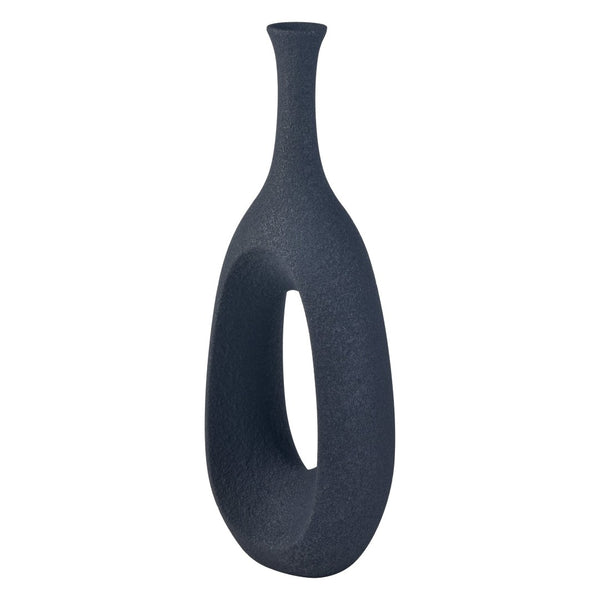 Atlas Parga Decorative Bottle - Oversized Sculptural Accent with Textured Faux Concrete Finish for Indoors Extra Large Black AC11527-02