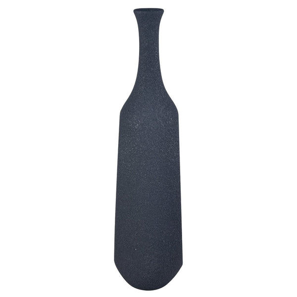 Atlas Parga Decorative Bottle - Oversized Sculptural Accent with Textured Faux Concrete Finish for Indoors Extra Large Black AC11527-02