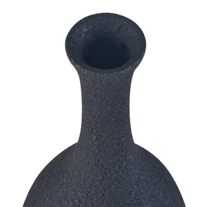 Atlas Parga Decorative Bottle - Oversized Sculptural Accent with Textured Faux Concrete Finish for Indoors Extra Large Black AC11527-02