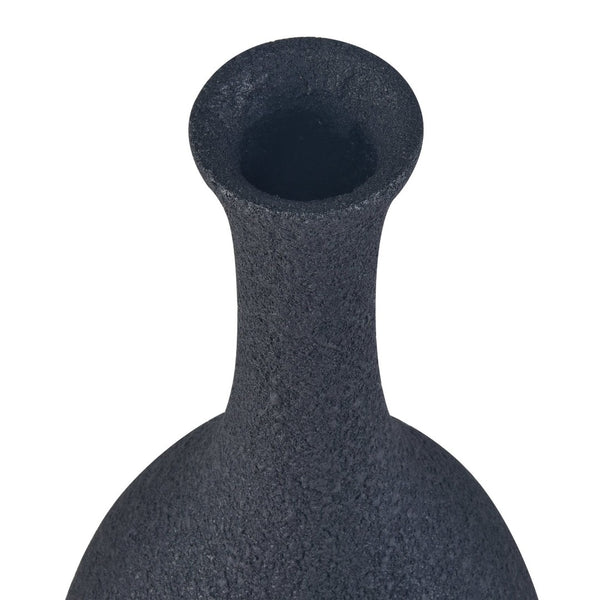 Atlas Parga Decorative Bottle - Oversized Sculptural Accent with Textured Faux Concrete Finish for Indoors Extra Large Black AC11527-02