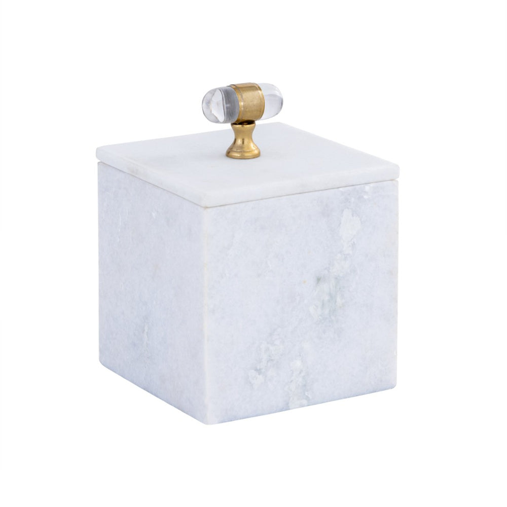 Atlas Parina Box - Luxe White Marble Storage with Gold Accents for Modern Home Decor & Organization AC11528-01