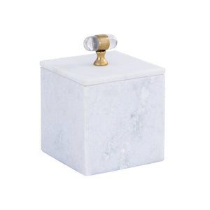 Atlas Parina Box - Luxe White Marble Storage with Gold Accents for Modern Home Decor & Organization AC11528-01