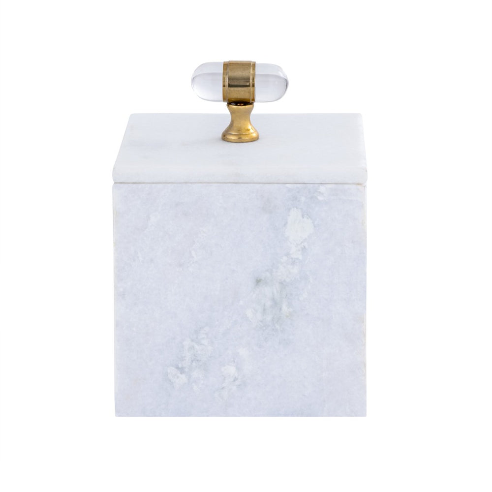 Atlas Parina Box - Luxe White Marble Storage with Gold Accents for Modern Home Decor & Organization AC11528-01