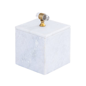 Atlas Parina Box - Luxe White Marble Storage with Gold Accents for Modern Home Decor & Organization AC11528-01