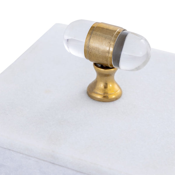 Atlas Parina Box - Luxe White Marble Storage with Gold Accents for Modern Home Decor & Organization AC11528-01