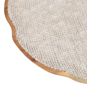 Atlas Paulson Plate - Oversized Handcrafted Suar Wood Serving Dish with White Linen Finish for Home Decor AC11530-01