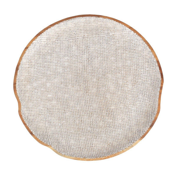 Atlas Paulson Plate - Oversized Handcrafted Suar Wood Serving Dish with White Linen Finish for Home Decor AC11530-01