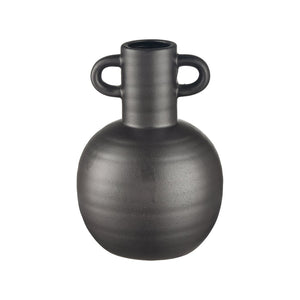Atlas Pavit Vase – Sculptural Matte Black Earthenware for Modern Decor, Perfect for Dried Botanicals Small AC11531-01