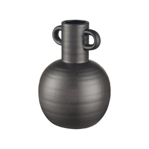 Atlas Pavit Vase – Sculptural Matte Black Earthenware for Modern Decor, Perfect for Dried Botanicals Small AC11531-01