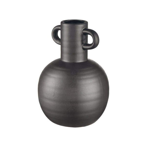 Atlas Pavit Vase – Sculptural Matte Black Earthenware for Modern Decor, Perfect for Dried Botanicals Small AC11531-01