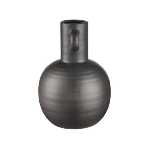 Atlas Pavit Vase – Sculptural Matte Black Earthenware for Modern Decor, Perfect for Dried Botanicals Small AC11531-01