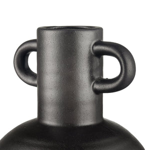 Atlas Pavit Vase – Sculptural Matte Black Earthenware for Modern Decor, Perfect for Dried Botanicals Small AC11531-01