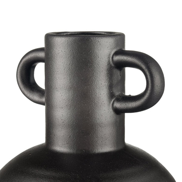 Atlas Pavit Vase – Sculptural Matte Black Earthenware for Modern Decor, Perfect for Dried Botanicals Small AC11531-01