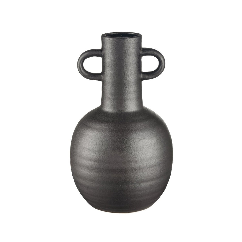 Atlas Pavit Vase – Sculptural Matte Black Earthenware for Modern Decor, Perfect for Dried Botanicals Large AC11531-02