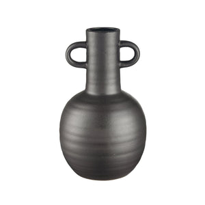 Atlas Pavit Vase – Sculptural Matte Black Earthenware for Modern Decor, Perfect for Dried Botanicals Large AC11531-02