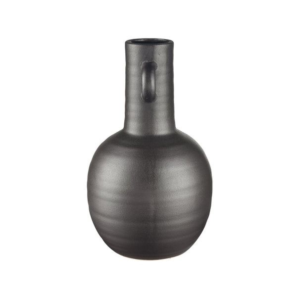Atlas Pavit Vase – Sculptural Matte Black Earthenware for Modern Decor, Perfect for Dried Botanicals Large AC11531-02