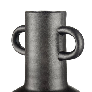 Atlas Pavit Vase – Sculptural Matte Black Earthenware for Modern Decor, Perfect for Dried Botanicals Large AC11531-02
