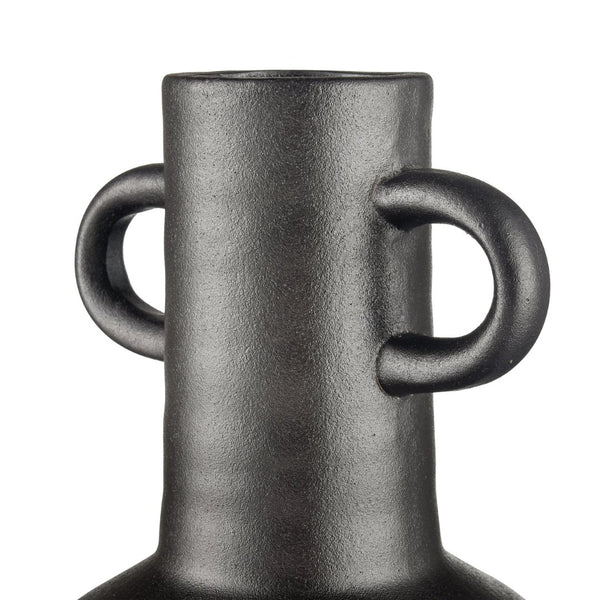 Atlas Pavit Vase – Sculptural Matte Black Earthenware for Modern Decor, Perfect for Dried Botanicals Large AC11531-02