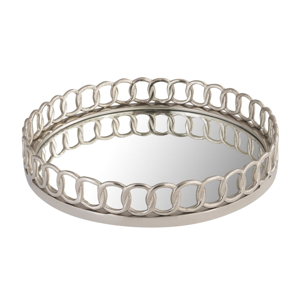 Atlas Pelitere Tray - Glamorous Silver Accent with Mirrored Base for Modern Home Decor & Display Elegance AC11534-01