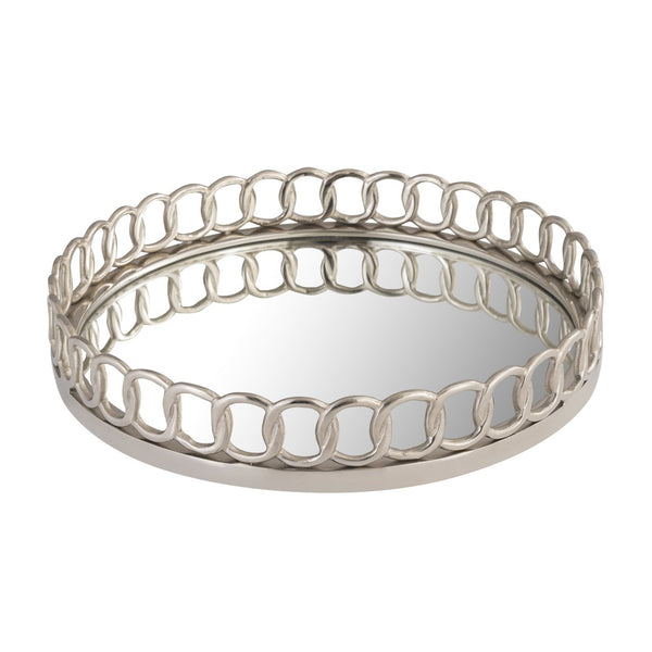 Atlas Pelitere Tray - Glamorous Silver Accent with Mirrored Base for Modern Home Decor & Display Elegance AC11534-01